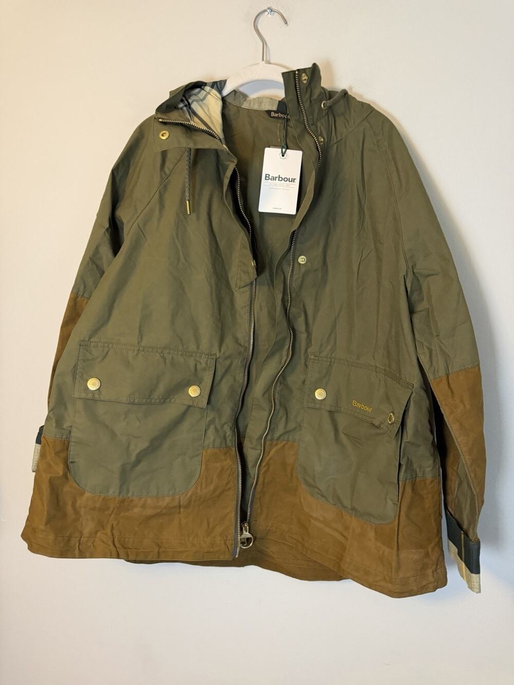 Barbour Hayley Showerproof Jacket Dusky Green USA Sz 4 NWT Very Oversized NWT